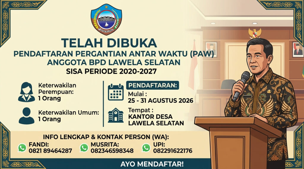 Pendaftaran Calon Anggota BPD (Pergantian Antar Waktu)  Lawela Selatan Resmi Dibuka!